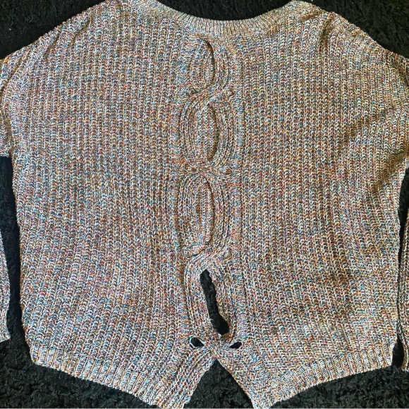 Express Multicolor Knit Keyhole Back Sweater - Picture 5 of 7